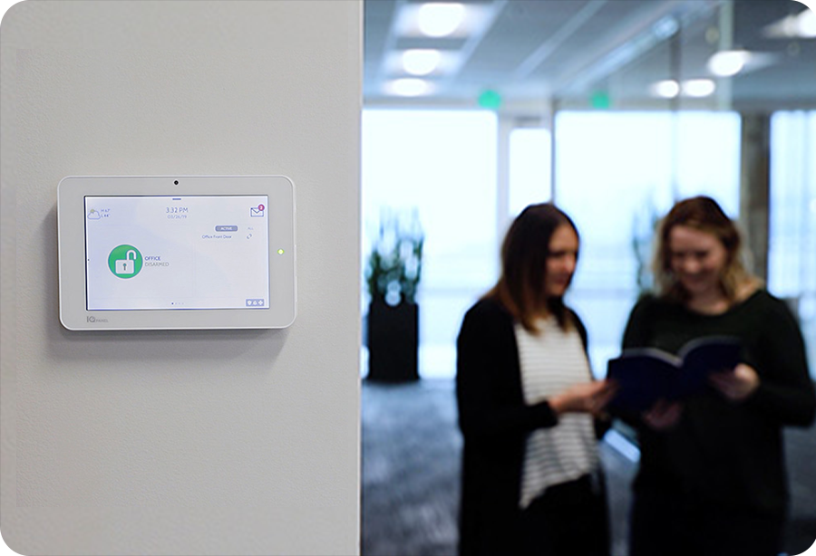 alarm system on the wall in a business