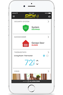 Smart home devices with security app