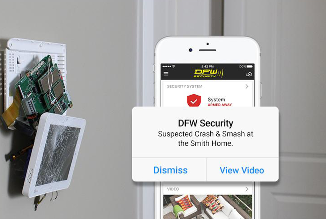 Broken home security system with notification of it on phone
