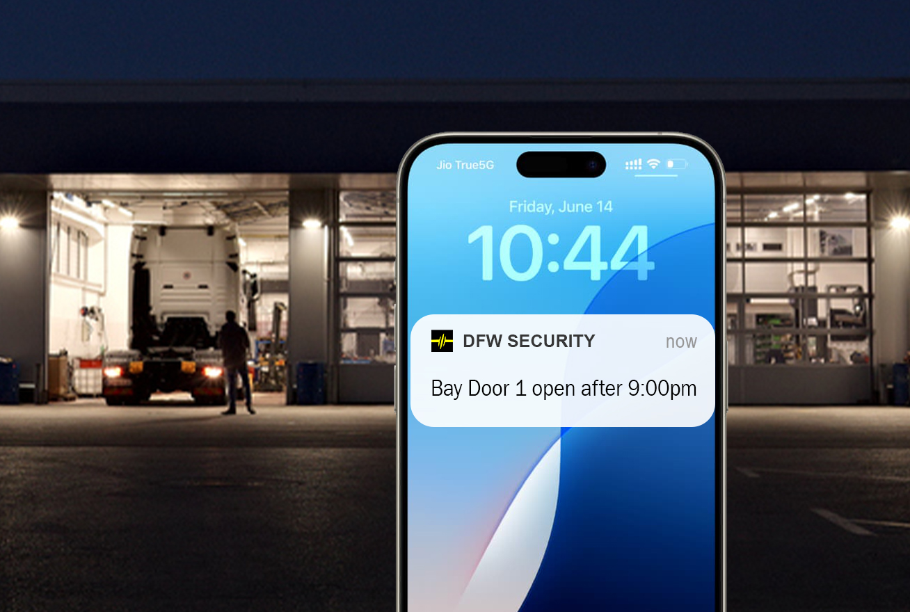 mobile phone with alert showing a door left open