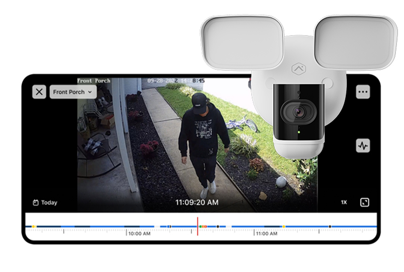 Smartphone app showing recorded footage from a floodlight camera