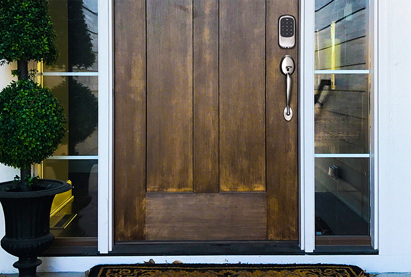 Front door with smart lock