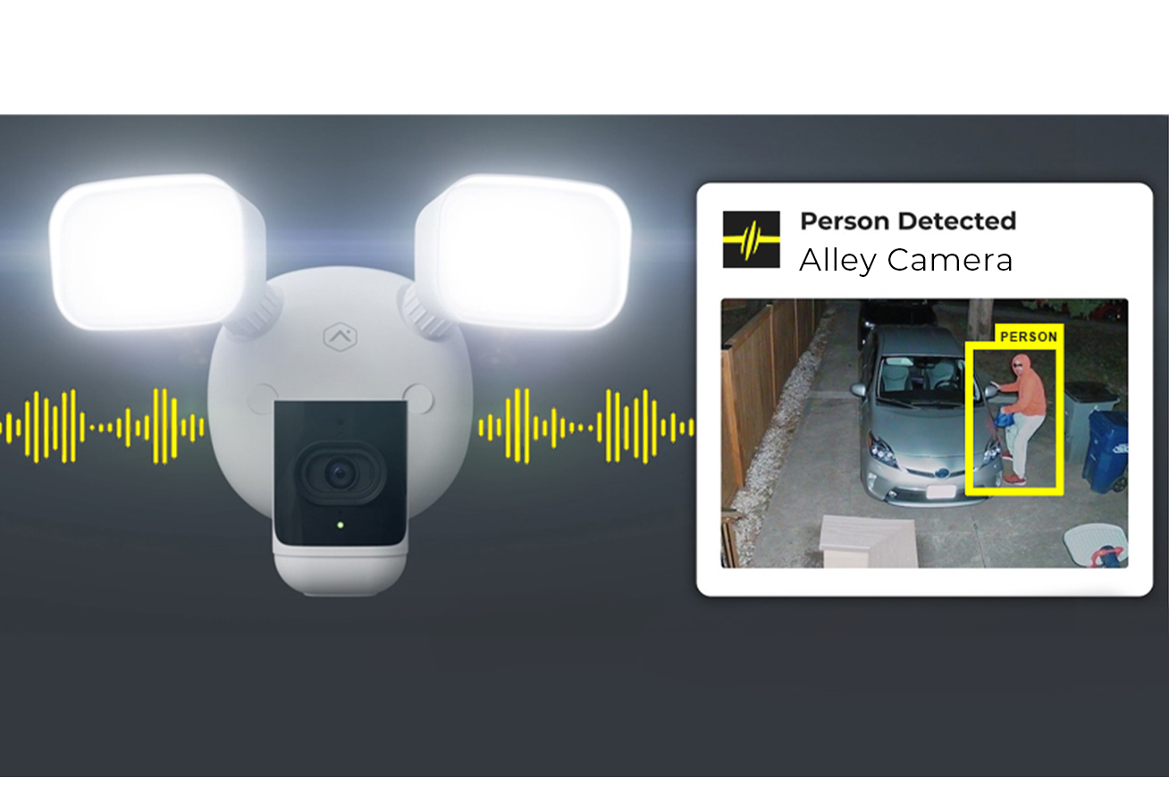 Floodlight camera with alert showing a person was detected