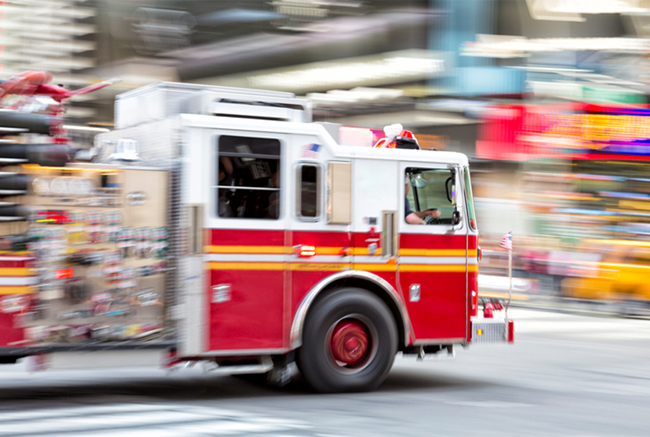 fire truck responding to an alarm
