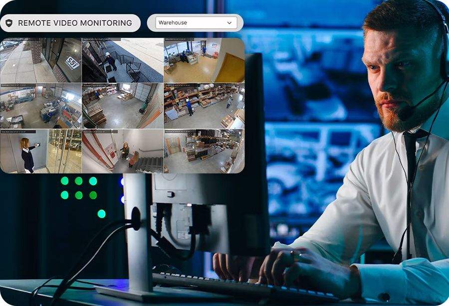 monitoring agent watching security video