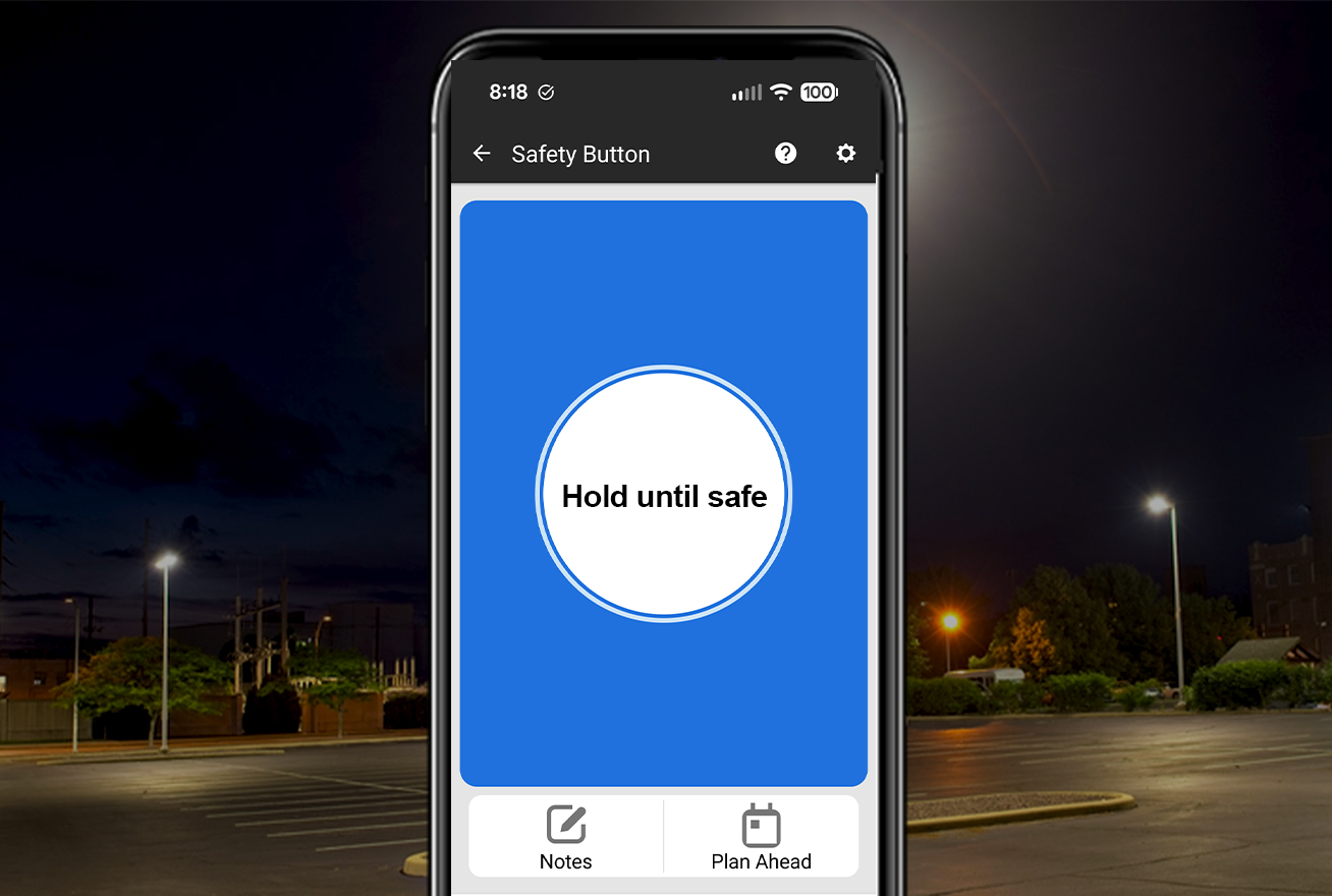 closeup image of safety button in DFW Security app