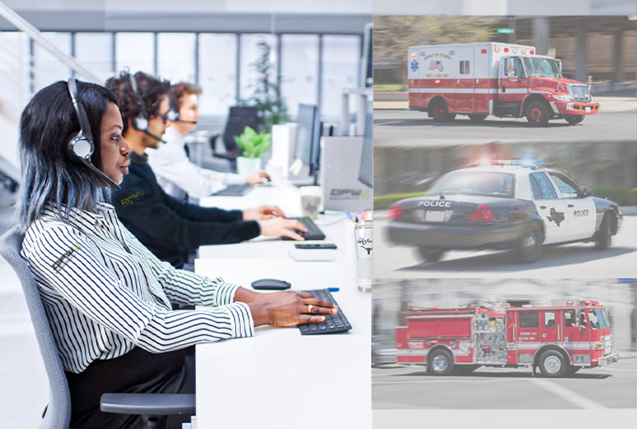monitoring agents dispatching police, fire and medical help