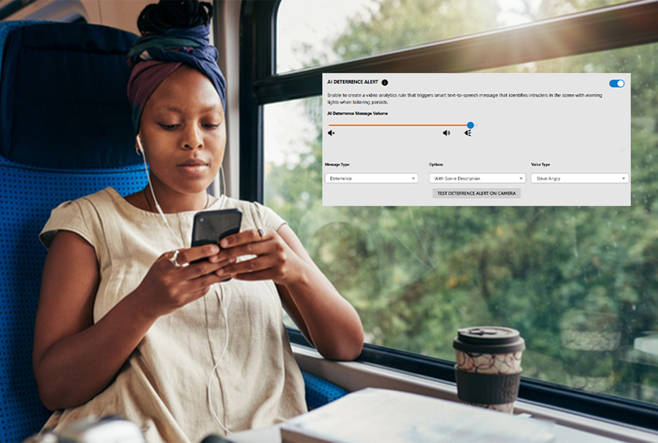 woman using her phone to configure ai alerts on the train