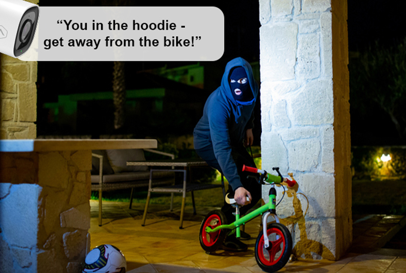 Man trying to steal a bicycle but camera catching him and agent telling him to leave
