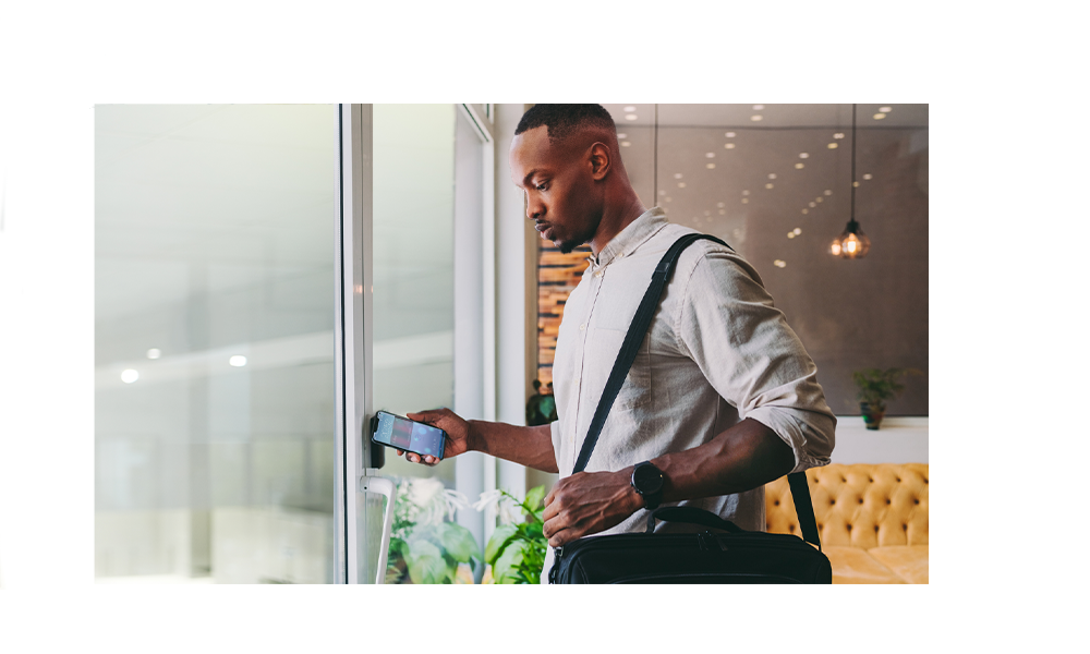 Man accessing interior door