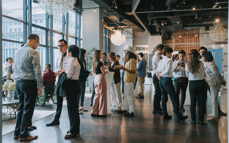 Gathering in church lobby