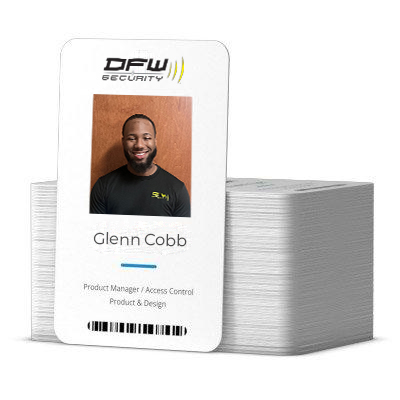 stack of ID badges for access control