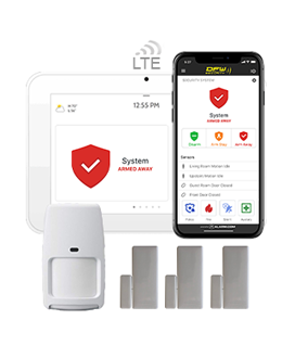 Security system package with app, door sensors, and motion detector 