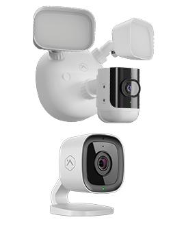 outdoor floodlight camera and indoor camera